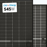 CW Energy 545W Bifacial Solar Panels Up to 710W Bifacial Gain | CWT545-144PMB10 (Black)