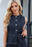 European and American women's striped casual denim shorts set