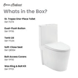 Swiss Madison St. Tropez One Piece Elongated Toilet Dual Vortex Flush 1.1/1.6 gpf with 10" Rough In (6 - Pack)