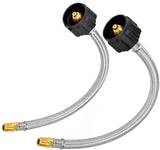 Flame King 1/4" NPT Stainless Steel Braided Propane Pigtail Hose 2 Pack for RV Regulators 12 inches