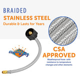 Flame King 1/4" NPT Stainless Steel Braided Propane Pigtail Hose 2 Pack for RV Regulators 12 inches