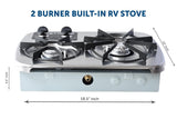 Flame King 2 Burner Built-In RV Trailer Stove with Wind Shield