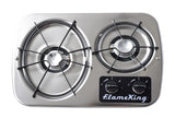 Flame King 2 Burner Built-In RV Trailer Stove with Wind Shield