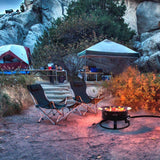 Flame King Outdoor Portable Propane Gas 19″ Fire Pit Bowl with Self Igniter Cover Carry Straps