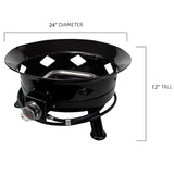 Flame King Outdoor Portable Propane Gas 24″ Fire Pit Bowl with Self Igniter Cover Carry Straps