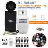 Flame King Propane Gas Hauler Kit 10lb Propane Tank, Adapter Hose and Insulated Protective Carry Case
