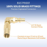 Flame King RV Quick Connect Elbow Adapter for 17" or 22" Griddle
