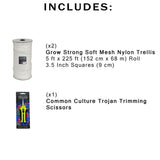 Common Culture Soft Mesh Nylon Trellis Netting Bulk Roll 5 ft x 225 ft w/ 3.5 in Squares + Trojan 2 Inch Straight Scissors