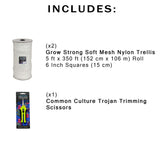 Common Culture Soft Mesh Nylon Trellis Netting Bulk Roll 5 ft x 350 ft w/ 6 in Squares + Trojan 2 Inch Straight Scissors