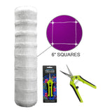 Common Culture Plastic Trellis Netting Bulk Roll 6.5 ft x 4,920 ft w/ 6 in Squares + Trojan 2 Inch Straight Scissors