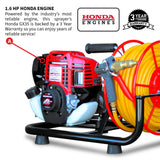 PRE ORDER: 1.6HP Skid Sprayer Barrel Mount Only with Honda GX35 100ft Hose and 500 PSI Pump for Pest Control