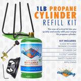 Flame King YSN1LBKTa Eco Friendly 1lb Refillable Reusable Propane Cylinder + Refill Kit