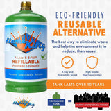 Flame King YSN1LBKTa Eco Friendly 1lb Refillable Reusable Propane Cylinder + Refill Kit