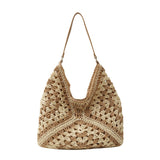 Large capacity woven bag, women's new fashionable single shoulder grass woven bag