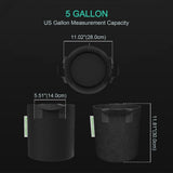 Mars Hydro 5 Gallon Black Fabric Grow Bag w/ Handles - 5-Pack