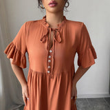 Minimalist style strap solid color dress for women