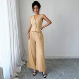 Minimally Sleeveless T-shirt Wide Leg Pants Two Piece Set