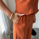 Minimally Sleeveless T-shirt Wide Leg Pants Two Piece Set