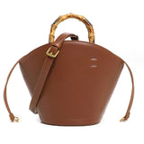 New design bucket bag fashion bamboo handle soft leather women bag single shoulder crossbody bag
