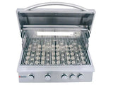 RCS 4-Burner 8-Foot Gas Grill Island with Rear Infrared Burner, Refrigerator, Double Side Burner, Access Door, Black Cabinet & Black Granite Countertop