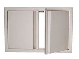 RCS 4-Burner 6-Foot Gas Grill Island with Rear Infrared Burner, Refrigerator, Access Door, Blue Cabinet & White Granite Countertop