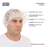 21" White Polypropylene Pleated Bouffant Cap - 1000 per case
