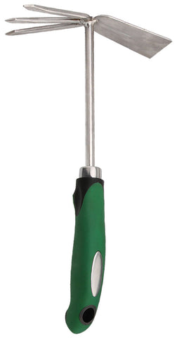 Stainless Fork/Hoe Combo Tool w/green handle 30cm