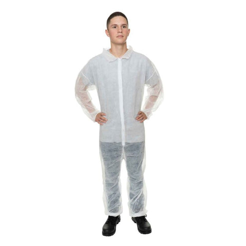 Enviroguard Polypropylene Coverall, White, Elastic Wrist, Open Ankle - XL - Case of 25