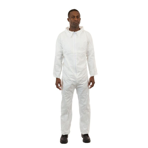 Enviroguard SMS White Coveralls, Elastic Wrist, Open Ankle - Size 4XL - Case of 25