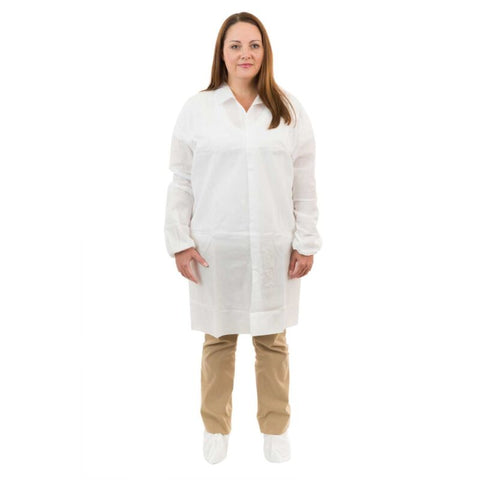 Enviroguard SMS Lab Coat, Elastic Wrist, No Pockets - Size L - Case of 30
