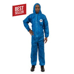 Enviroguard - ViroGuard® Blue Coverall with Hood, Elastic Wrist & Back, Front Zipper with Storm Flap - Size 2XL - Case of 25