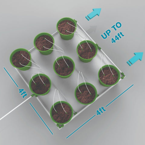 FloraFlex 9 PLANTS PER 4'X4' - 3 GALLON POTPRO W/MICRODRIP IRRIGATION (4'x20')