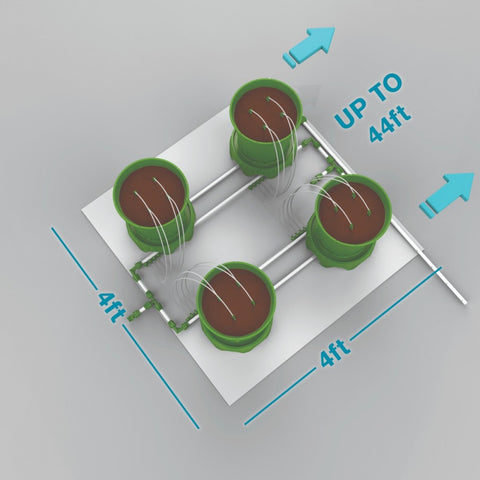 4 PLANTS PER 4'X4' - 5 GALLON POTPRO W/MICRODRIP IRRIGATION & POTPRO PLATFORMS (4'x24')