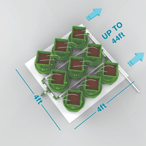 9 PLANTS PER 4'X4' - 2 GALLON POTPRO W/MICRODRIP IRRIGATION & POTPRO PLATFORMS (4'x4')