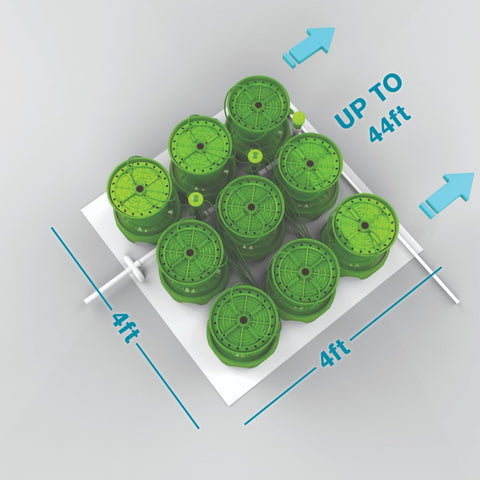 9 PLANTS PER 4'X4' - 3 GALLON POTPRO W/ BUBBLER/MATRIX IRRIGATION & POTPRO PLATFORMS (4'x12')