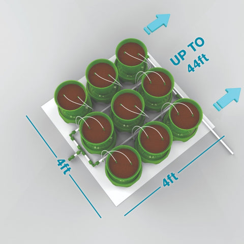 9 PLANTS PER 4'X4' - 3 GALLON POTPRO W/MICRODRIP IRRIGATION & POTPRO PLATFORMS (4'x4')