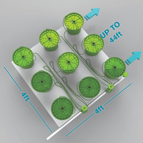 4 PLANTS PER 4'X4' - 9 PLANTS PER 4'X4' - 3 GALLON POTPRO W/ BUBBLER/MATRIX IRRIGATION (4'x32')