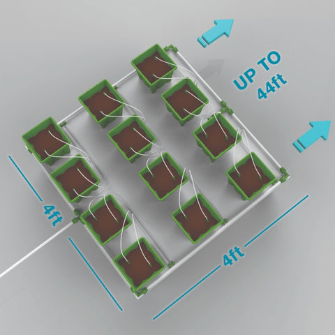 FloraFlex 12 PLANTS PER 4'X4' - 2 GALLON POTPRO W/MICRODRIP IRRIGATION (4'x4')