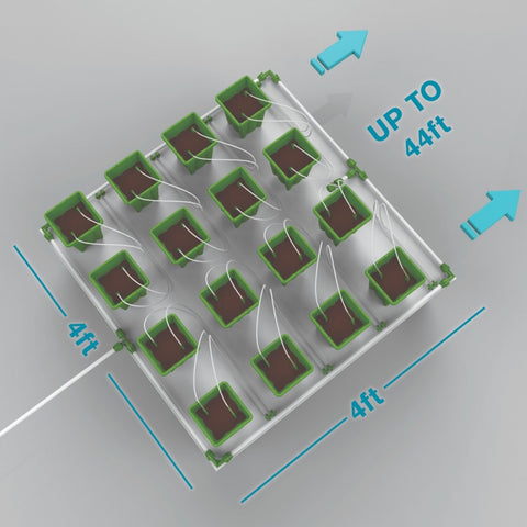 FloraFlex 16 PLANTS PER 4'X4' - 1 GALLON POTPRO W/MICRODRIP IRRIGATION (4'x12')