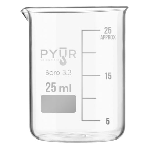 Glass Beaker Low Form with Spout and Graduations – 25ml