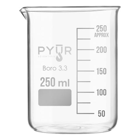 Glass Beaker Low Form with Spout and Graduations – 250ml