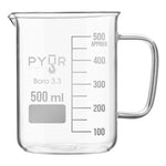 Glass Beaker Low Form with Spout and Graduations with Handle - 500ml
