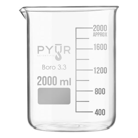 Glass Beaker Low Form with Spout and Graduations – 2000ml