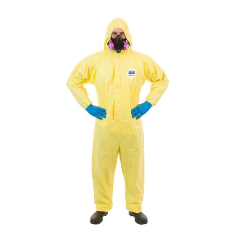 Enviroguard Chemical Splash Coverall with Attached Hood, Elastic Wrist & Ankle, Serged Seams - M - Case of 12