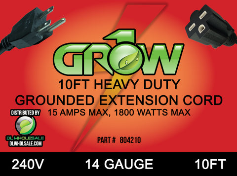 Grow1 240V Extension Cord 14 Gauge 10'