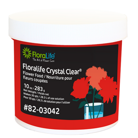 FLORALIFE CRYSTAL CLEAR FLOWER FOOD 300 POWDER, 10 OZ. - Pallet of 110 Cases