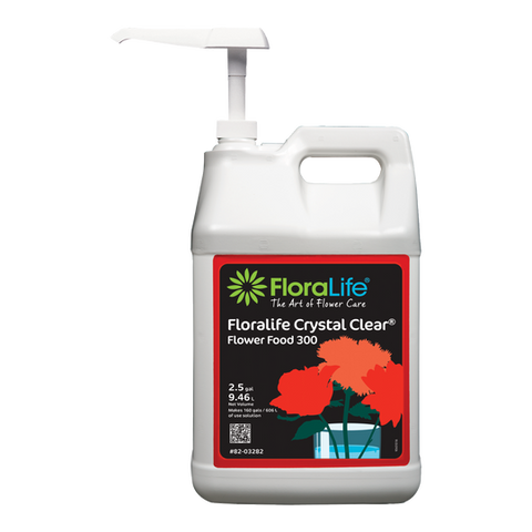 FLORALIFE CRYSTAL CLEAR FLOWER FOOD 300 LIQUID, 2.5 GAL WITH PUMP - Pallet of 60