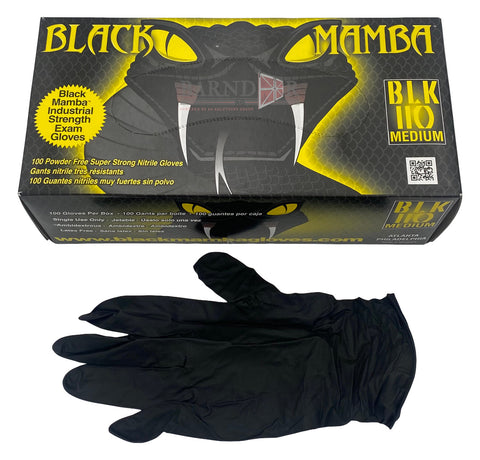 Black Mamba 6.25mil Nitrile Gloves,  Medium - Case of 10 boxes (100 per box)