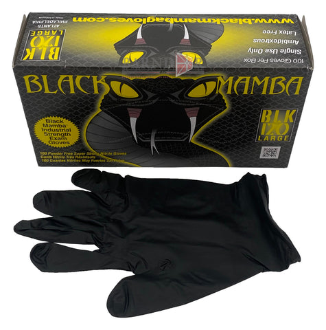 Black Mamba 6.25mil Nitrile Gloves,  Large - Case of 10 boxes (100 per box)