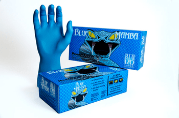 Blue Mamba 6mil Nitrile Gloves,  Medium - Case of 10 boxes (100 per box)